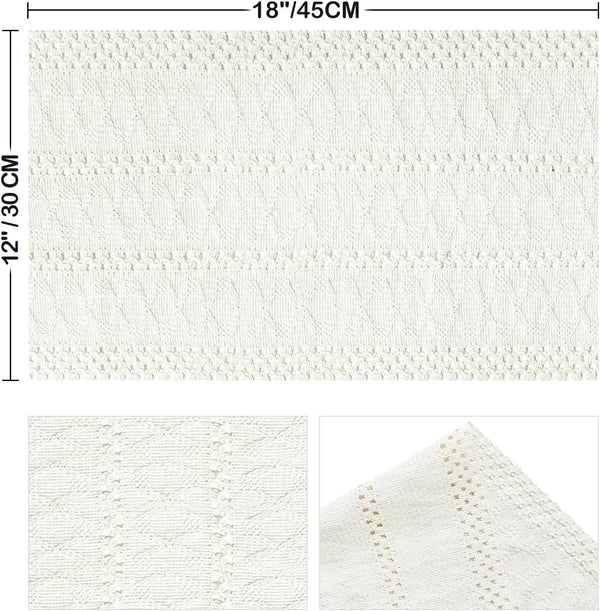 Beige Farmhouse Woven Rustic Hollow Placemats Set of 4,12X18 Inch Seasonal Holiday Table Mats Party Kitchen Dining Decoration6