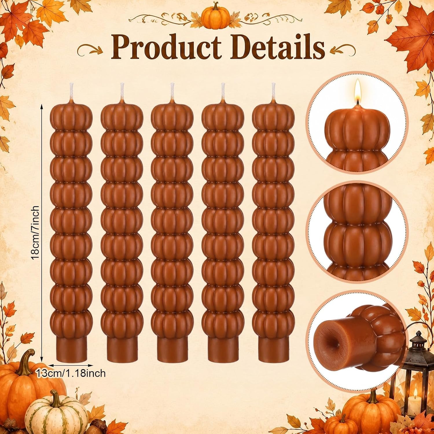 5-pcs-pumpkin-taper-candles-autumn-halloween-gifts-warm-brown