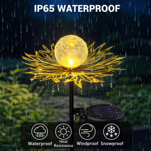 Solar Garden Lights Outdoor Decor,Gold Flower Stake Light2