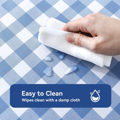 Rectangle Vinyl Tablecloth, 100% Waterproof Buffalo Gingham Plastic Table Cloth, Heavy Duty Wipeable Checkered Table Covers for Outdoor, Camping, Picnic, Patio - 54 X 78, Light Blue2