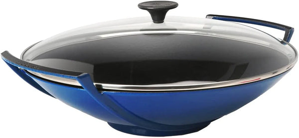 Le Creuset Enameled Cast-Iron 14-1/4-Inch Wok with Glass Lid, Cobalt Blue1