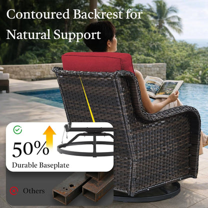 6 Piece High Back Patio Furniture Set - All Weather Patio Conversation Set with 4 Inch Thick Cushions and Deep Seating Swivel Glider Chairs & Outdoor Couch for Porch Deck Yard Pool5