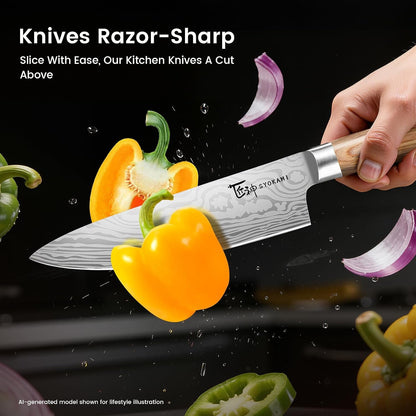 2026 Upgrade Japanese Kitchen Knife Set with Torii-Style Block | 14-Pieces Knife Set for Kitchen, German DIN1.4116 Steel, Ergonomic Handle, Sharp Edge, Magnetic Knife Holder, Ideal Gift5