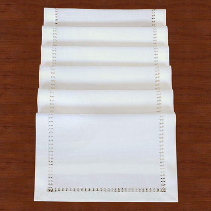Set of 6 Handmade Hemstitched White Table Placemats 12X18 Inches3