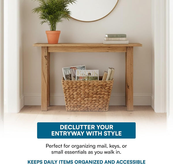Woven Water Hyacinth Wicker Storage Basket, Magazine, Natural5