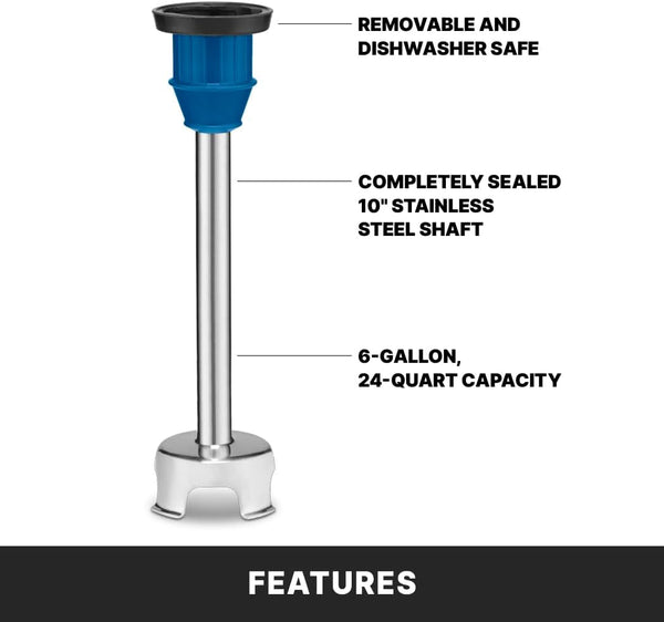 Commercial Quik Stix plus Immersion Blender, Variable Speed, 10 in Removable Shaft, for Professional Hand Blender for Kitchens & Restaurants, WSB40X5