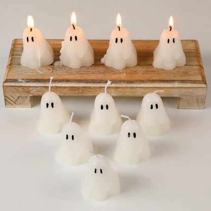 10 Pcs Halloween Ghost Candles White Soy Wax Home Table,Classic1