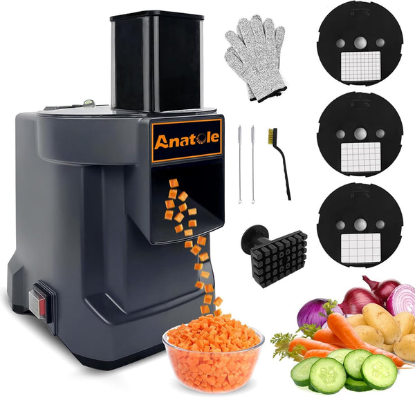 Electric Vegetable Dicer Chopper Commercial Food Processor 3 Blades | Heavy Duty Food Cuber, Stainless Steel Blades, with Clean Tools, for Fruit Potato Onion Carrot, for Home Restaurant 100W 110V1
