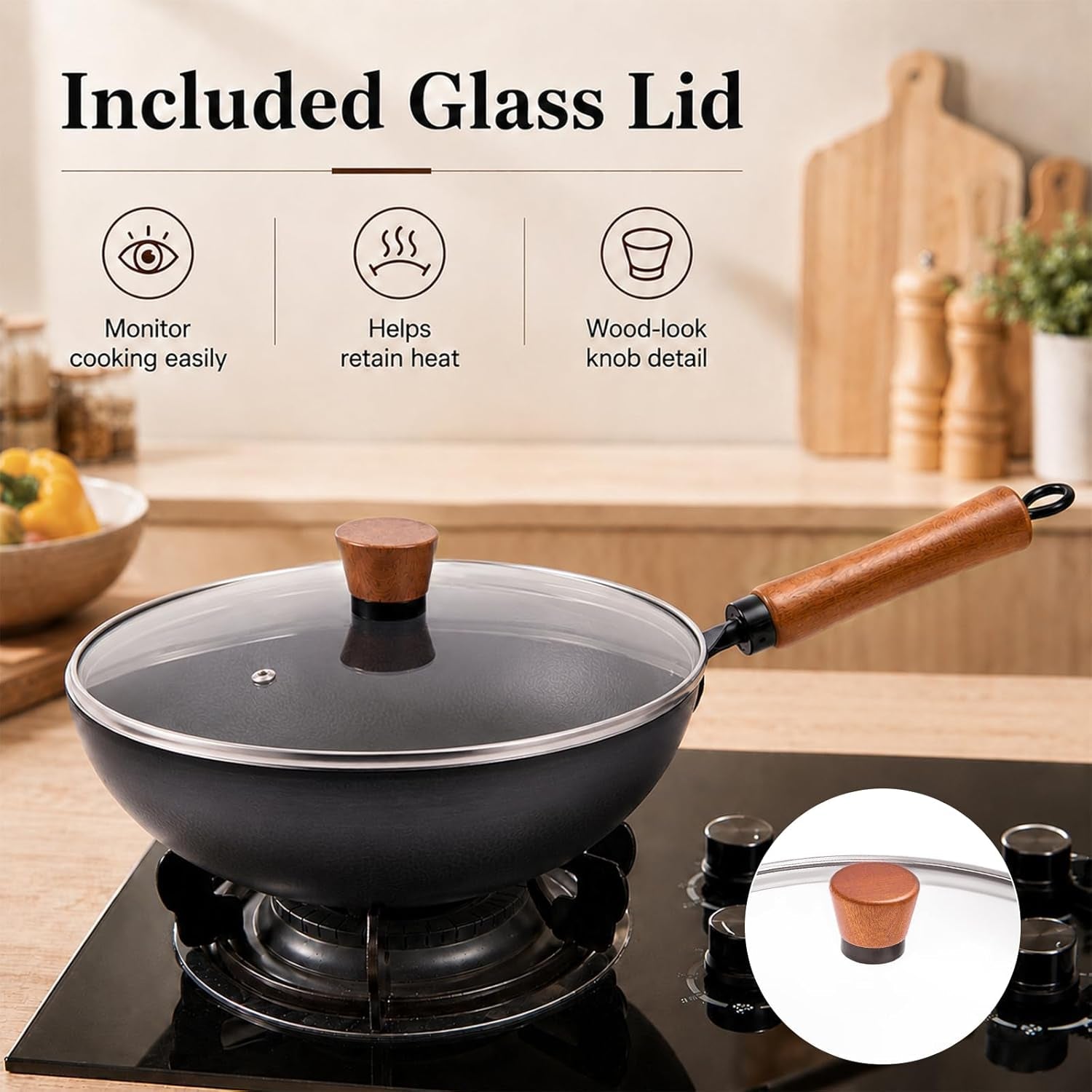 11-round-bottom-carbon-steel-wok-with-glass-lid-traditional-chinese-stir-fry-pan-for-gas-stove-wok-ring-3-2-qt-small-wok-for-1-3-people-uncoated-wood-handle-seasoning-required