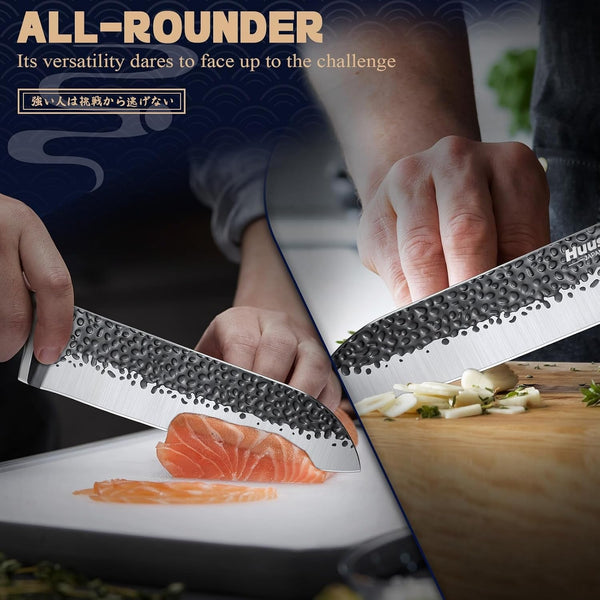 Santoku Knife - Japanese High Carbon Steel Hand Forged Chef Knife 7"5