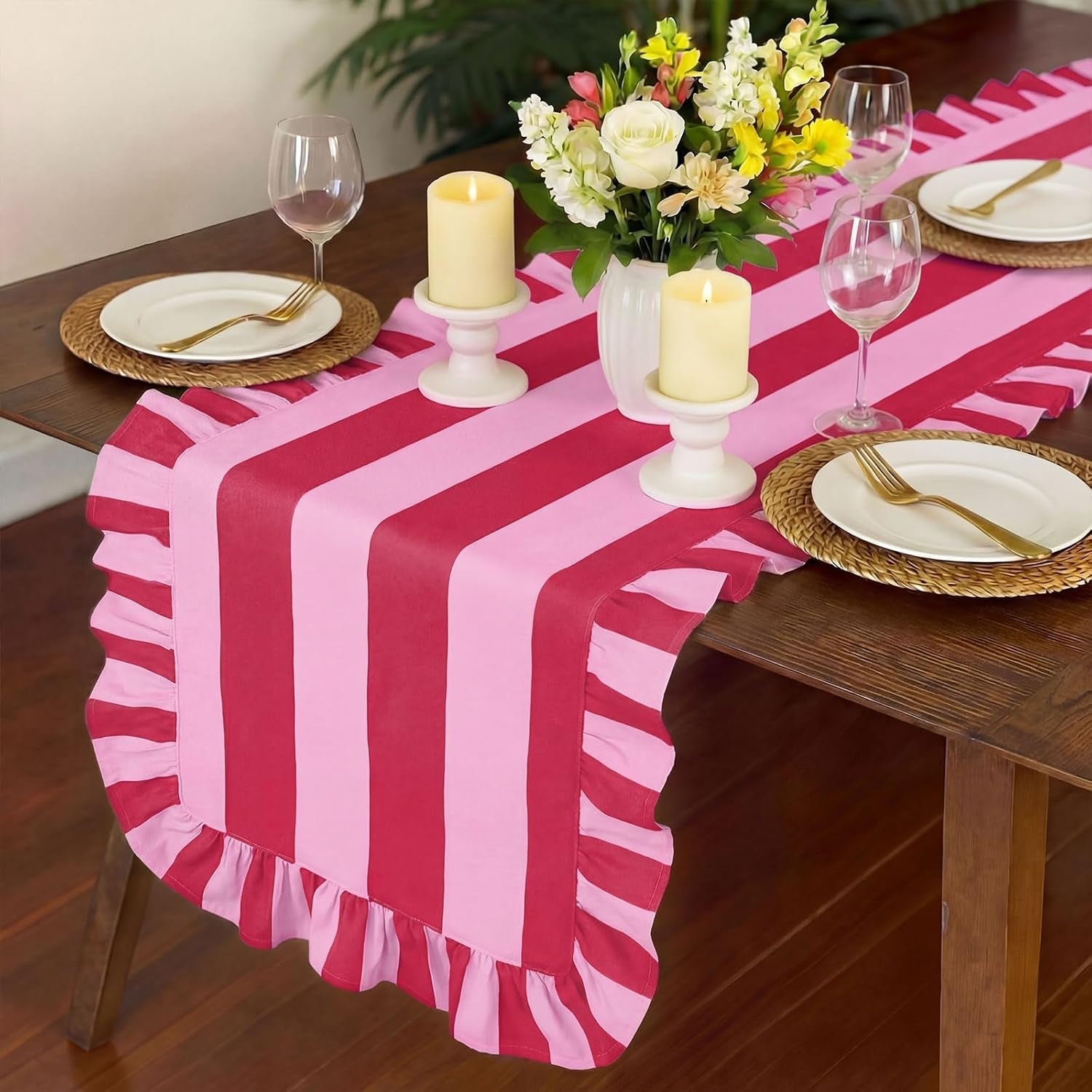 ruffle-edge-striped-table-runner-72x15-7-inch-pink-rose-red