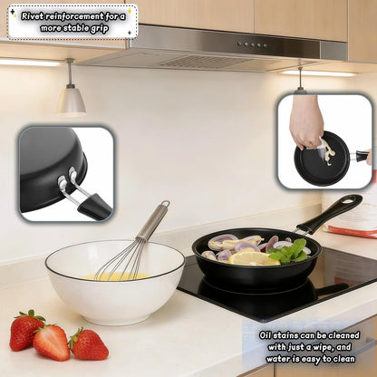 4.7 Inch Mini Non-Stick Skillet - 5-Layer Coating, Dishwasher Safe, Induction & Gas Compatible - Perfect for Camping, RV, Omelets, Pancakes & Healthy Cooking (Black)6
