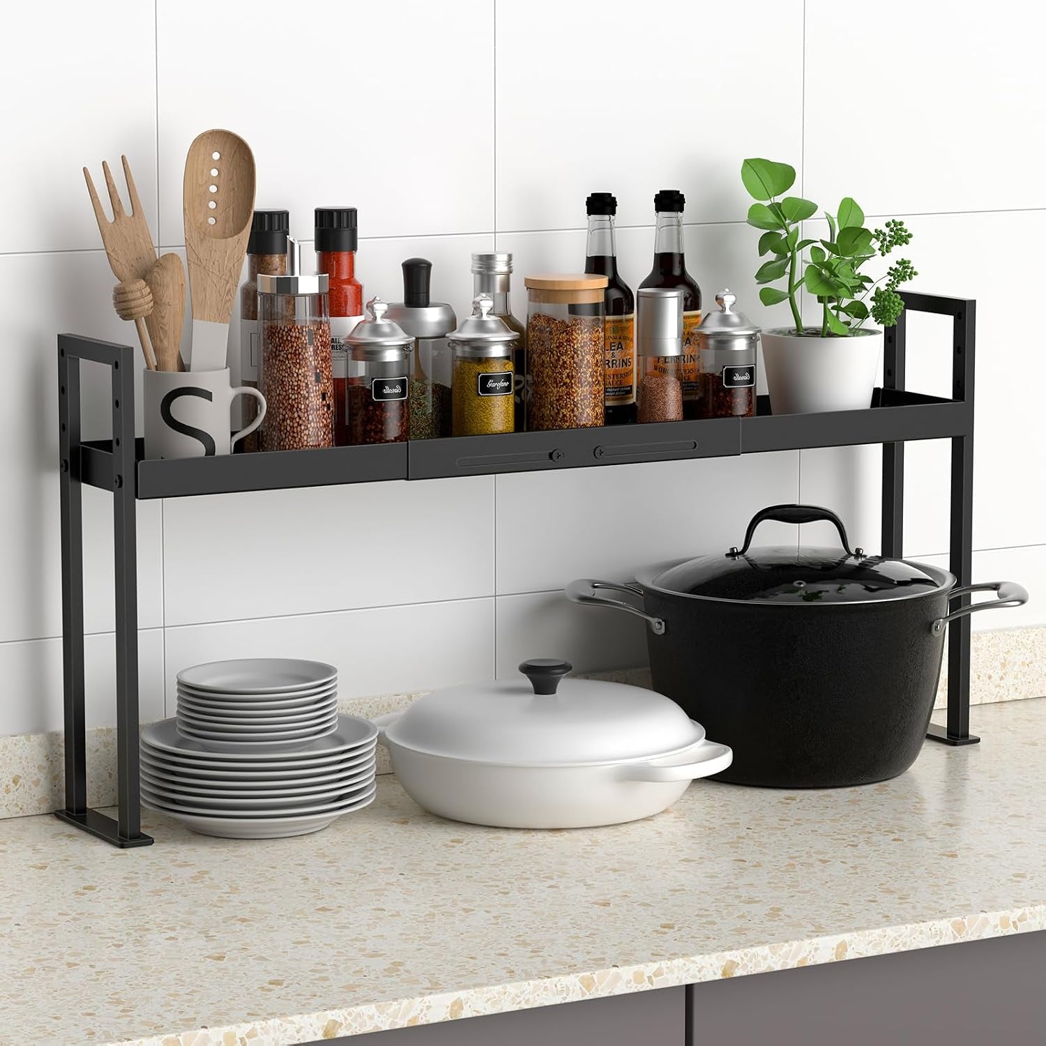 stove-top-shelf-kitchen-over-shelf-for-stove-stove-spice-rack-for-top-adjustable-27-33inch-fits-various-stove-lengths-kitchen-spice-organizer-condiments-and-bbq-sauces-black