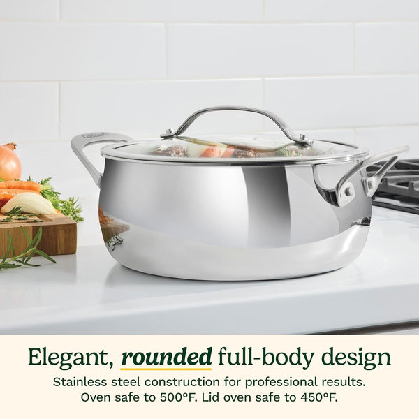 Pureclad™ Triple Ply Stainless Steel 4.5 Qt. Dutch Oven W/Cover, PCT3545-244