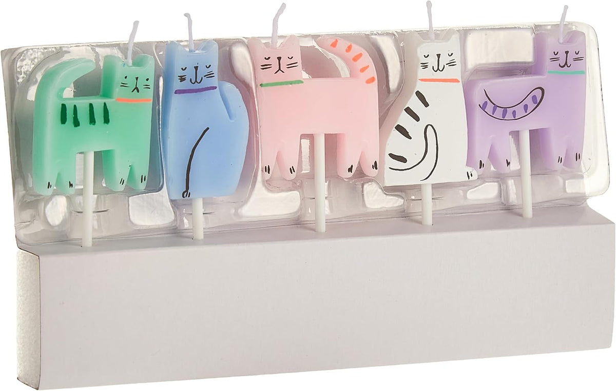 cat-candles-pack-of-5-bright-colorful-cat-shaped-candles