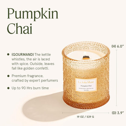 Pumpkin Chai Scented Candles for Home, 19 Oz Natural Soy Wax5
