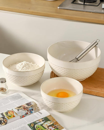 Ceramic Mixing Bowls Set of 3, Large Serving Bowls (10"/8"/6") for Baking, Kitchen Cooking, Serving, Food Prepping, Sourdough Kneading, Salad and Soup Bowl5
