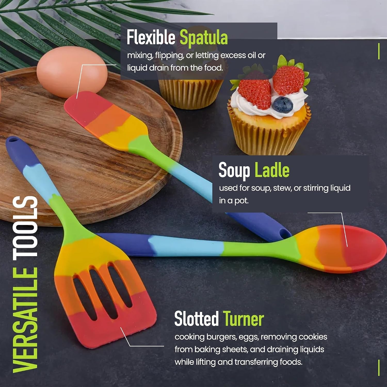 9-piece-rainbow-silicone-spatula-set-with-tongs-multicolor-heat-resistant-cooking-utensils-for-nonstick-cookware-flexible-turner-spoon-spatula-brush-fda-safe