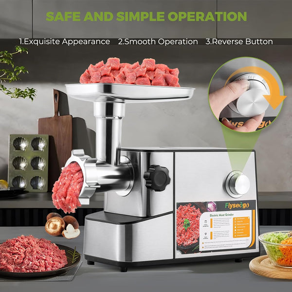 Electric Meat Grinder 3200W Multi-Functional with Storage Function | High Output Heavy Duty, with Stainless Steel Blades&Grinding Plates, Sausage Stuffers, Kubbe Kit, Home Use&Commercial Kitchen7