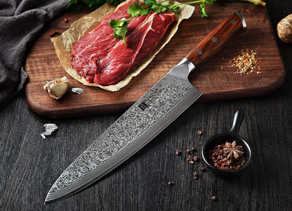 10 Inch Damascus Chef Knife Kitchen Knife Sharp Gyuto Knife Stainless Steel Fashion Professional Chef'S Knife with Rosewood Handle8