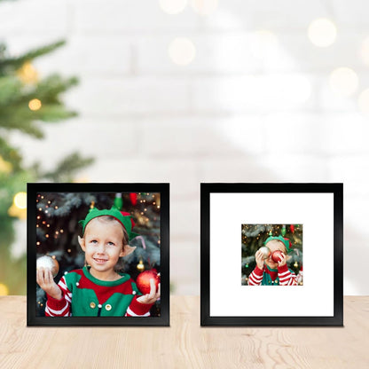 12X12 Picture Frame Set of 9, Display Pictures 8X8 with Mat or 12X12 without Mat, Multi Collage Gallery Square Photo Frames for Wall or Tabletop, Black6