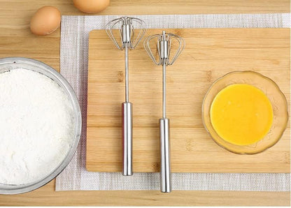 Stainless Steel Semi Automatic Whisk 10.2In Easy to Use Whisk, Versatile Wisker Tool for Cooking, Kitchen Essential Egg Beater for Beating and Stirring Baking, Whisking,5