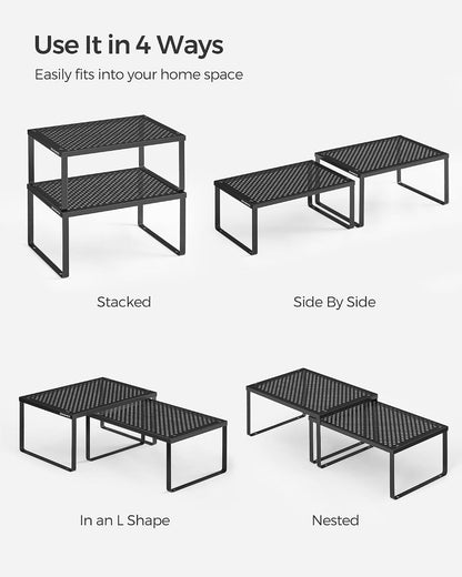 SONGMICS Set of 2 Metal Spice Racks, Stackable Expandable Shelf Risers7