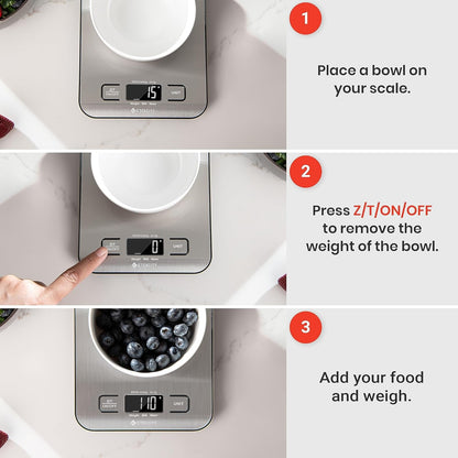 Food Kitchen Scale, Digital Grams and Ounces, 11Lb | Tare Function, Ideal for Baking, Weight Loss, Keto, Meal Prep, Packages, Liquids and Jewelry, 304 Stainless Steel6