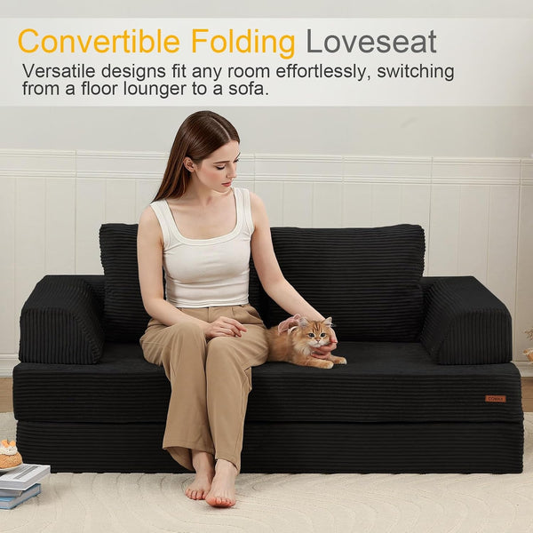 Futon Sofa Bed, Convertible Sofa Bed, Folding Boneless Couches3