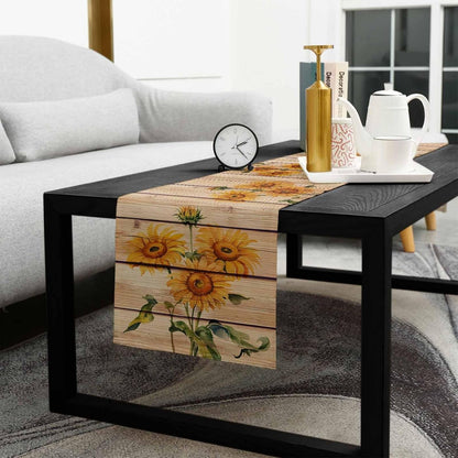 Sunflowers Rustic Table Runner-Cotton Linen-Long 72 Inche Dresser Scarves,Farmhouse Tablerunner for Kitchen Coffee/Dining/Sofa/End Table Home Living Room,Scarf Decor for Spring/Summer/Fall Dinner5