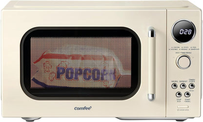 Retro Microwave Oven, 0.9 Cu.Ft 900W Countertop, Apricot | 6 Auto Menus, Multi-Stage Cooking, Mute Function, LED Display, for Small Kitchen & Dorm1