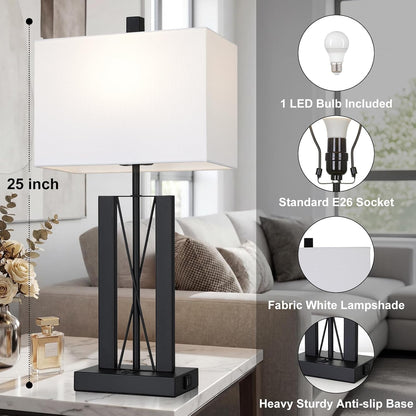 25" Modern Table Lamp for Living Room,Bedside Lamp for Bedroom2