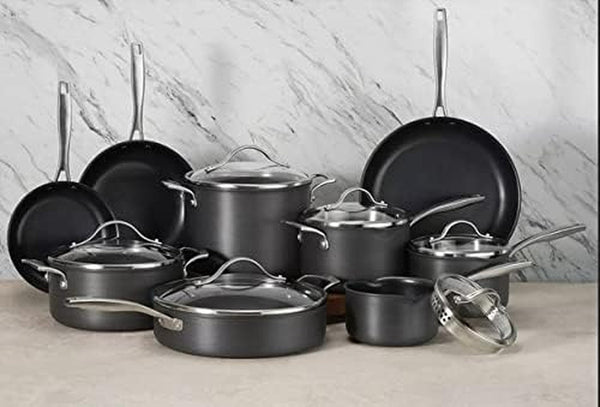 Member Mark 15 Piece Hard Anodized Aluminum Cookware Set with 7-Piece Kitchen Tools Set1