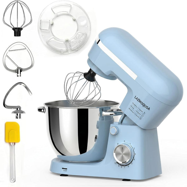 Stand Mixer, 6.5 Quart, 660W, Tilt-Head Food Mixer with 10+ Speeds, Stainless Steel, Multifunctional, for Bread Dough and Cake (Blue)1