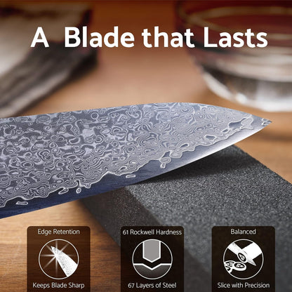 8” Chef Knife – VG10 Damascus Steel Kitchen Knife, Razor Sharp Professional Cooking Knife with Ergonomic G10 Handle, Luxury Gift Box & Sheath, Gift for Home Chefs7
