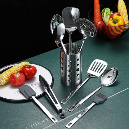 Stainless Steel Cooking Utensils Set,  13 Pieces Kitchen Utensils Set, Kitchen Tools Set with Utensil Holder Non-Stick and Heat Resistant,Dishwasher Safe, Easy to Clean (13 Packs)4