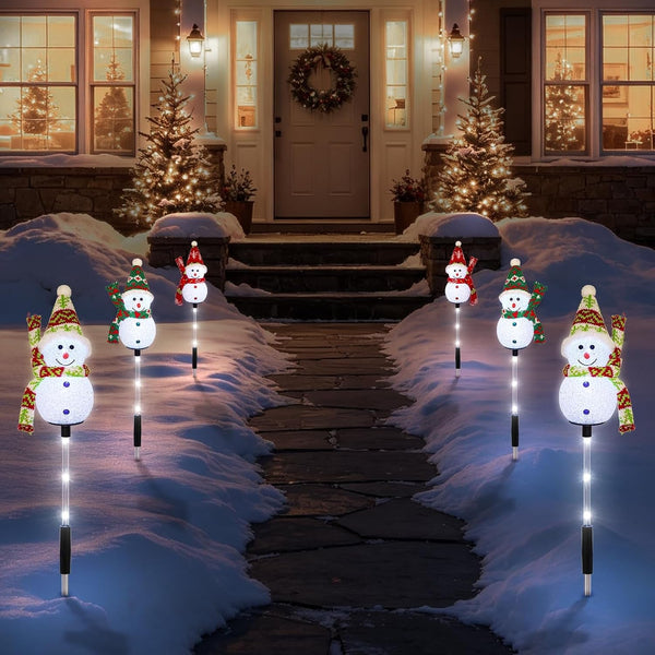 Solar Snowman Christmas Pathway Lights, Cool White, 3 Pack7