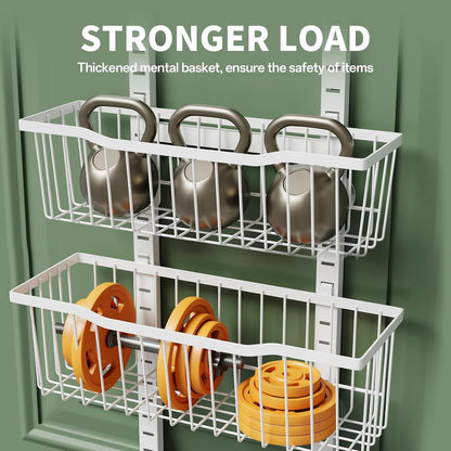 over the Door Organizer，8-Tier over the Door Pantry Organizer with Adjustable Baskets，Metal Hanging Pantry Organizers and Storage for Kitchen, Back of Door Seasoning Rack (White)5