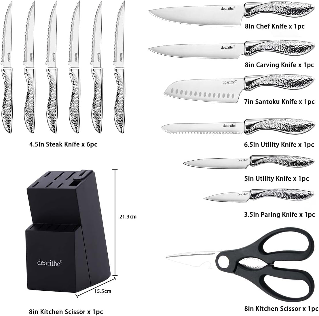 14-piece-knife-block-set-with-built-in-sharpener-scissors-high-carbon-stainless-stee-kitchen-knife-set-hammered-pattern-hollowed-handle-design