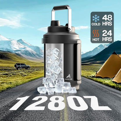 1 Gallon Insulated Water Bottle for Travel: 2-In-1 Straw Spout Lid, Dual Handle, Leakproof, Keep Cold 48H, 128Oz Stainless Steel Water Jug for Gym, Biking, Road Trip, Work, Home, Picnic (Midnight)2