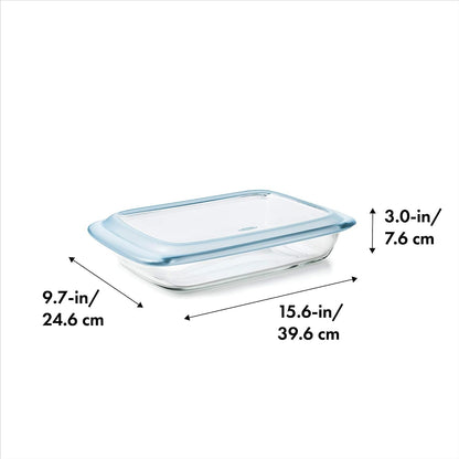 OXO Good Grips Glass Baking Dish with Lid - 3 Qt Capacity, 9X13 | Freezer Safe Food Storage Containers, Oven Safe, Non-Porous, Easy-Grip Handles, Dishwasher Safe2