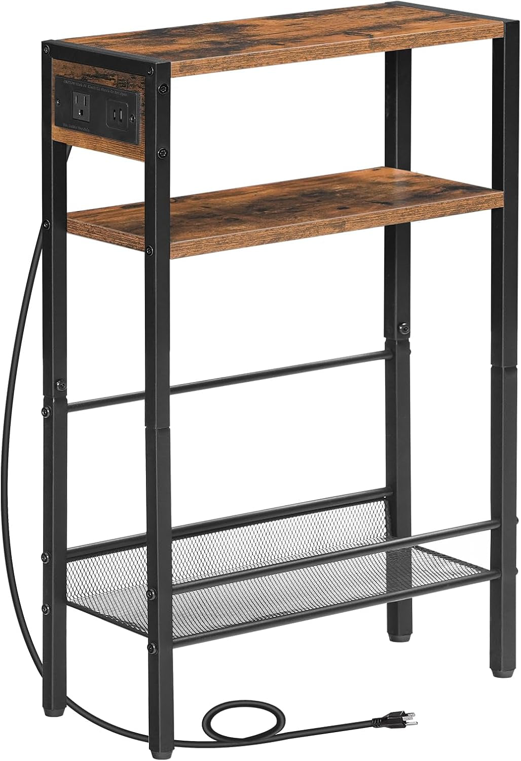 small-narrow-side-table-with-charging-station-skinny-end-table-for-small-spaces-slim-nightstand-with-usb-ports-outlet-sofa-beside-table-with-storage-shelf-rustic-brown-and-black-bf102ubz01