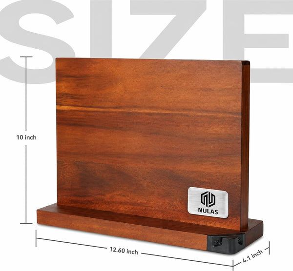 Magnetic Knife Block with Built-In Sharpener, Double-Sided Countertop Magnetic Knife Holder, Holds up to 12 Knives & Metal Kitchen Tools, Brown2