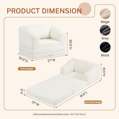 Convertible Boneless Couch Sleeper Sofa Bed, Folding Oversized Bean Bag Couch, Comfy Sofa Chairs for Adults with Filling, Single, Beige2