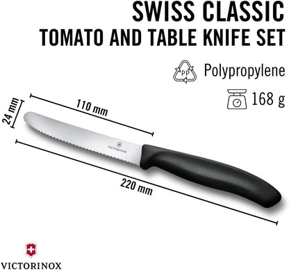 Victorinox Swiss Classic Tomato and Table Knife Set Serrated Blade, Black2