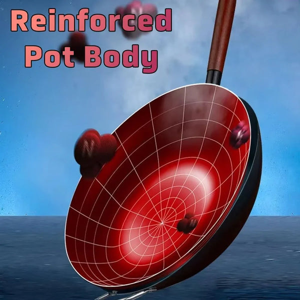 13.5 Inch Carbon Steel Wok Pan with Wooden Handle – Pre-Seasoned round Bottom Wok for Gas Stovetop – Natural Non-Stick Stir Fry Pan for Authentic Asian Cooking3
