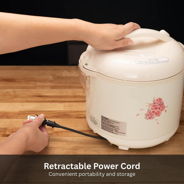 JAZ-A18U-LF 10 Cup Capacity White Rice Cooker with Non-Stick Inner Pot, Retractable Power Cord, and Keep Warm up to 12 Hours (Flower)4