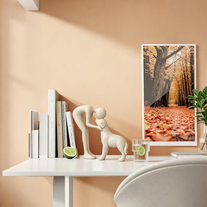 Abstract Person and Dog Head-To-Head Figurine Sandstone | Abstract Sculpture Celebrating the Bond between Person and Pet. Intimate Head-To-Head Touching Memory Keepsake for Dog Lovers2