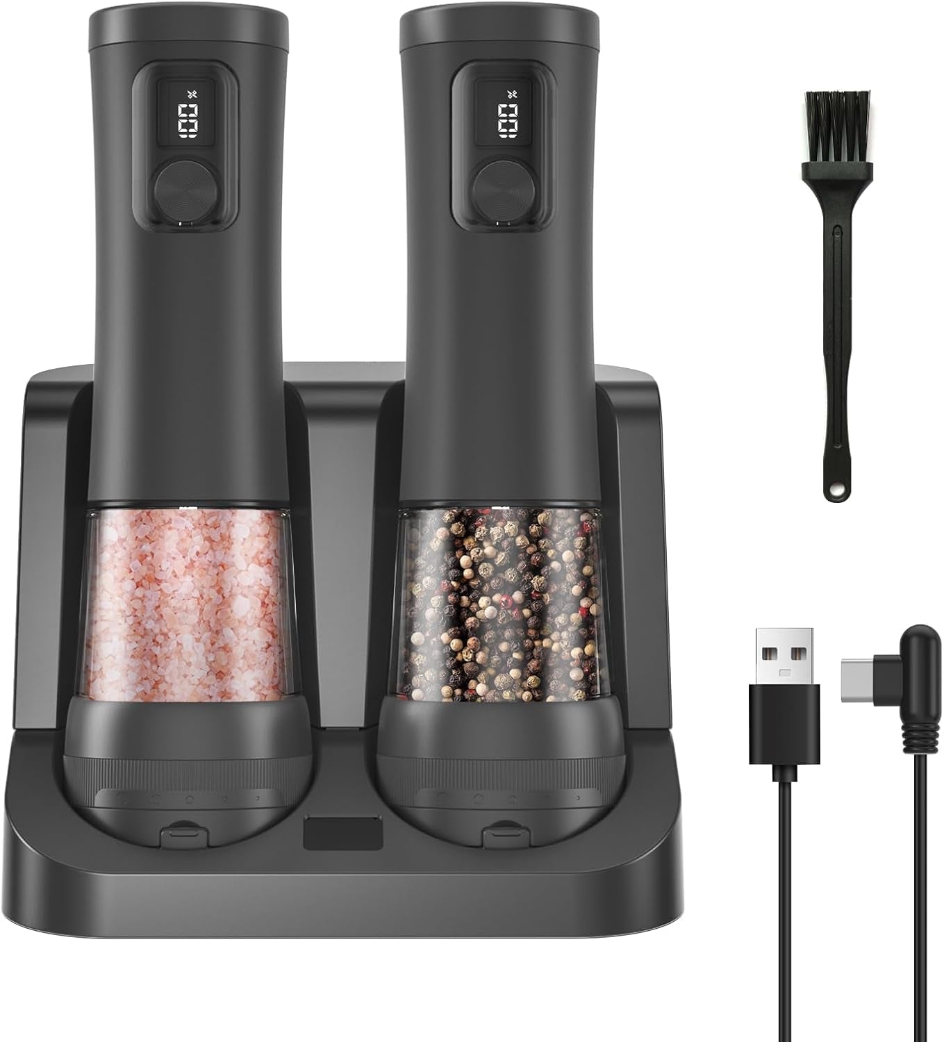 electric-salt-and-pepper-grinder-set-2-pack-rechargeable-automaticblack