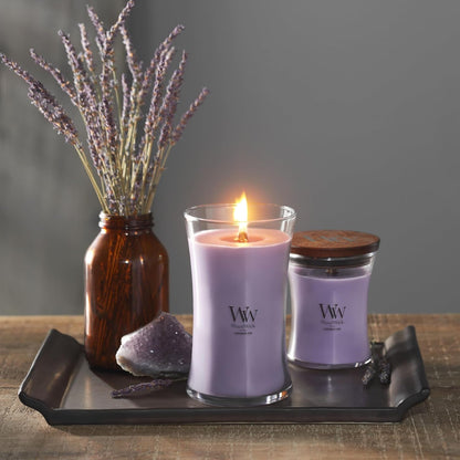 Woodwick Lavender Spa Gifts for Women and Men, 21.5 Oz Large Hourglass Candle with Crackling Wick9